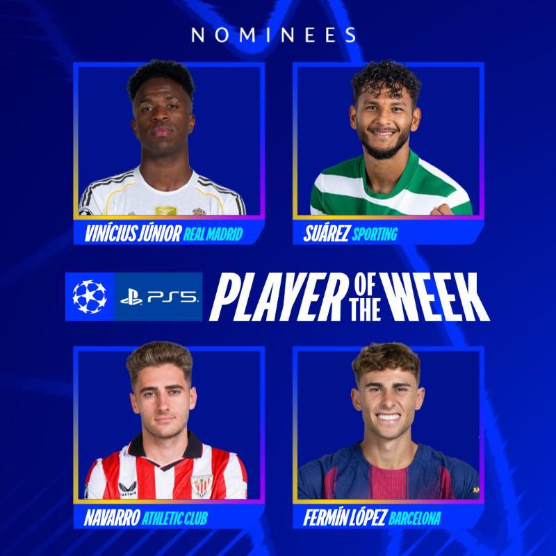 开云-爱游戏-本轮欧冠最佳球员候选：维尼修斯、苏亚雷斯、纳瓦罗、费尔明